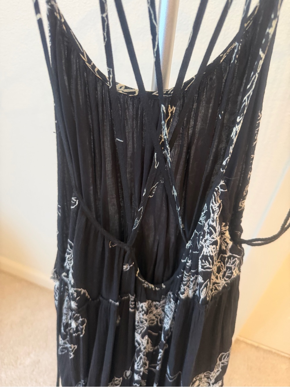 Black Floral Maxi Dress with Spaghetti Straps - Picture 3 of 4